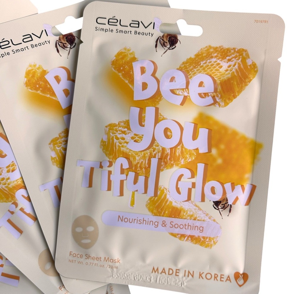 5 Celavi Bee You Tiful Glow Nourishing Face Masks Soothing S Korean Set NEW PC - Picture 3 of 5